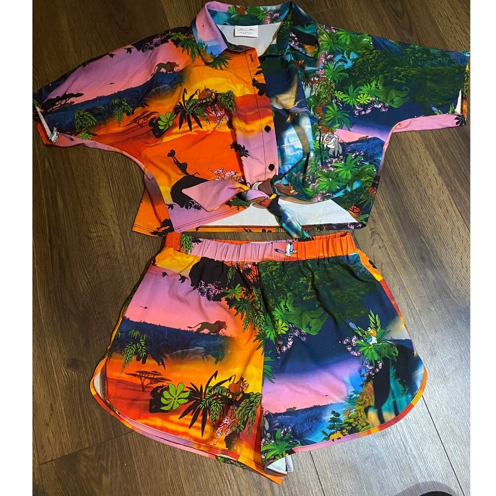 EUC ASOS x Disney Lion King Tropical 2-piece outfit Size 6 top, Size 8 bottom - Picture 3 of 12